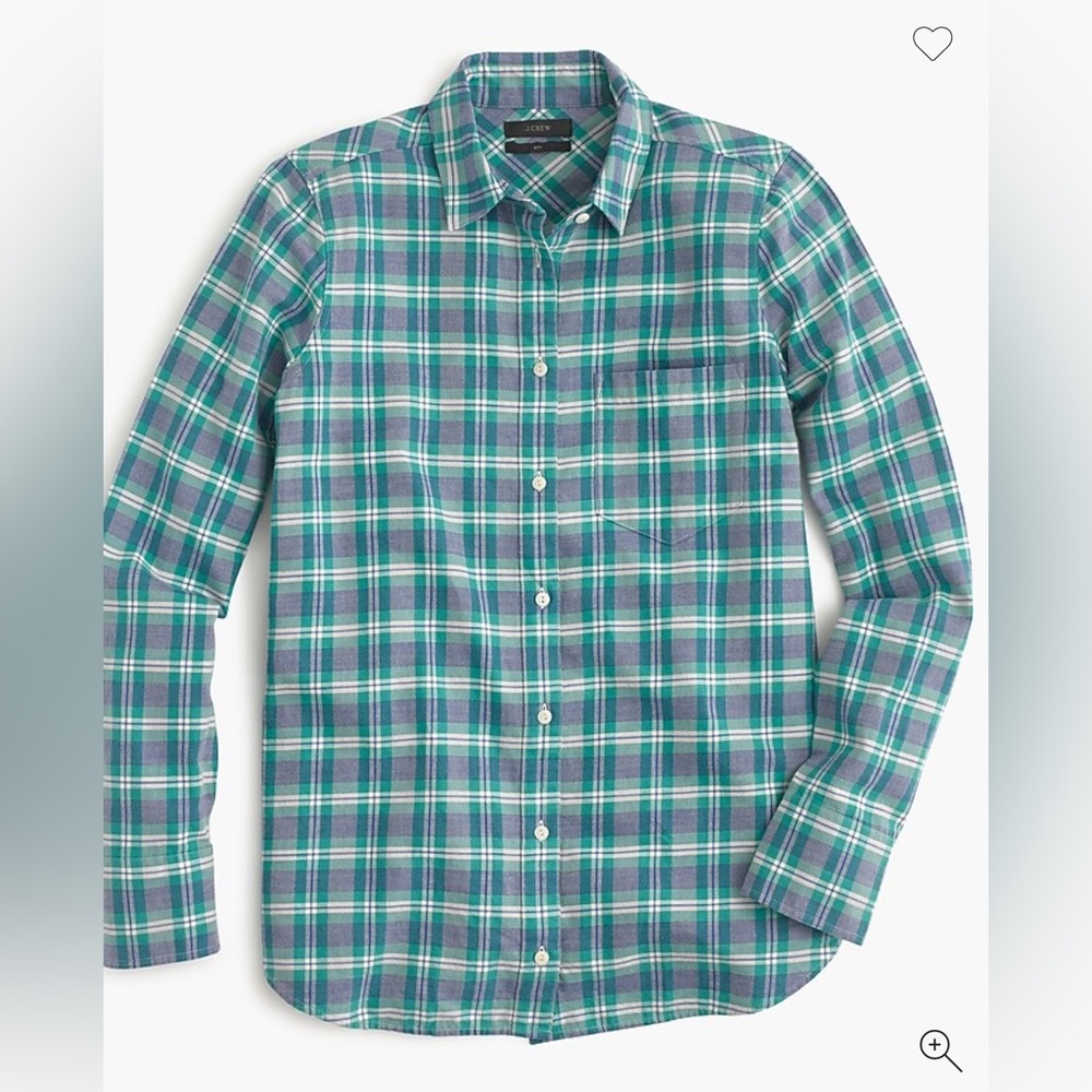 J. Crew Teal and Blue Plaid Shirt 100% cotton